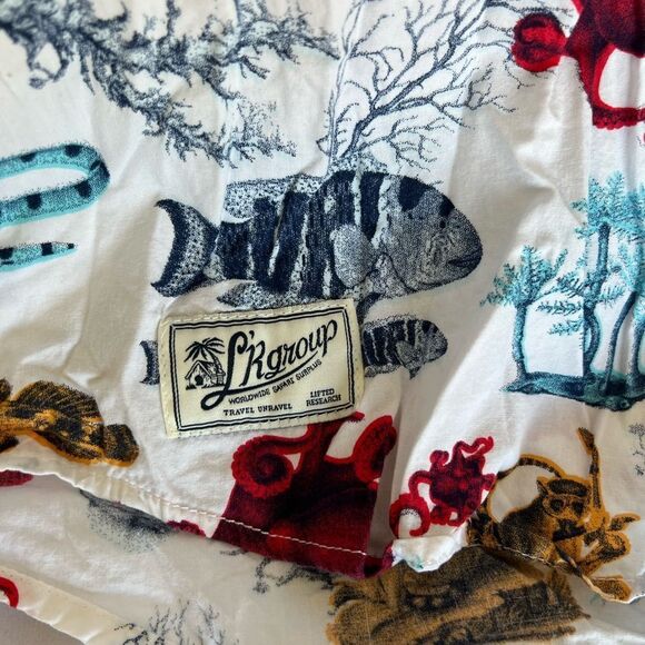 LRG UNDERWATER SHORT SLEEVE BUTTON-UP SHIRT UNDERWATER SEA LIFE LEMUR 3XL - Picture 8 of 9